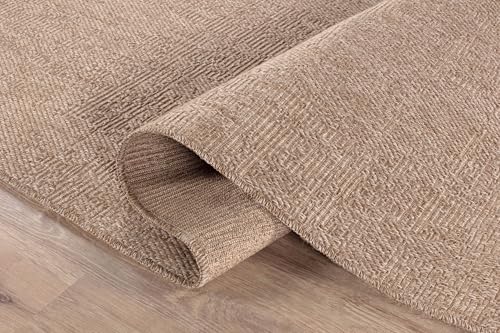 Indoor and Outdoor Runner Rug Natural Solid Boho Woven Design Easy (14 Sq Ft)