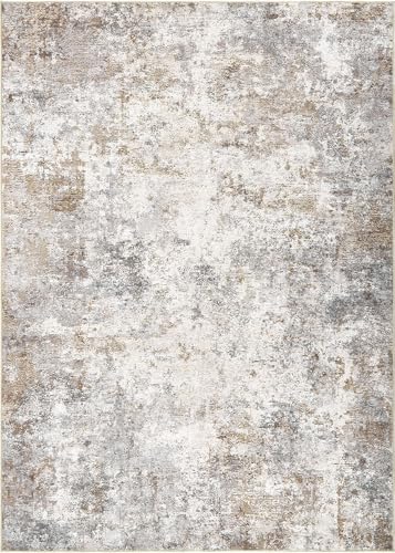 9x13 Area Rug Living Room Rugs Washable Neutral Brown Grey Carpet (24 Count)