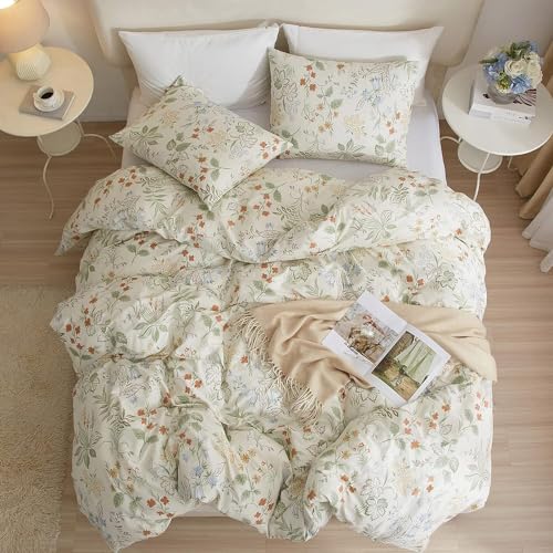 Garden Floral King Comforter Set Chic Flower Leaves Print