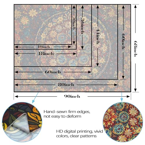 Boho Floral Mandala Tapestry Wall Hanging Vintage Bohemian Flower Medallion Tapestry Aesthetic Orange Stained Glass Hippie Small Tapestries for Bedroom Living Room Dorm Decor 40 x 30 Inch