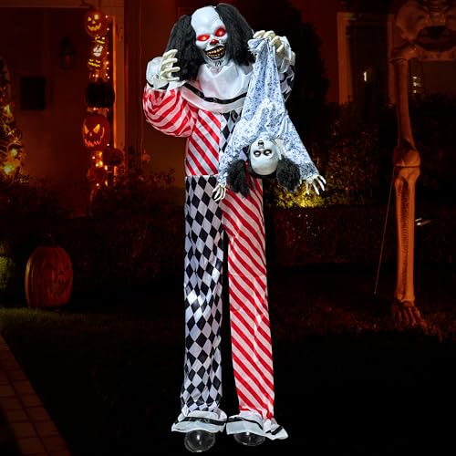 64" Halloween Animatronics Clown Holding Doll