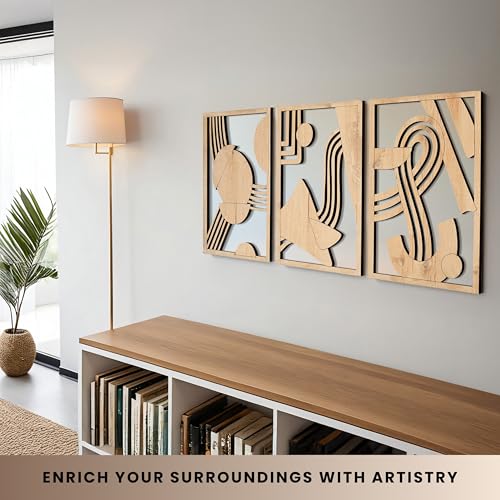 Modern Wooden Wall Sculptures (3 Count)