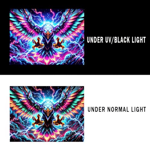 Blacklight Tapestry Hawk Eagle Room Wall Art 78 x 59 Inch