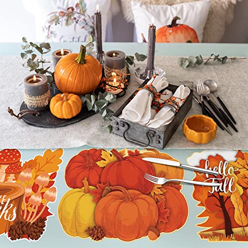 6 Pack Fall Pumpkin Plastic Placemats Autumn Harvest Table Mats (6 Count)