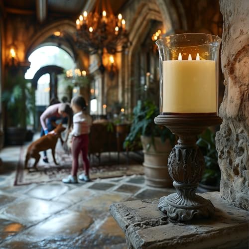 3 Wick Extra Large Flameless Pillar Candles with Timer Remote
