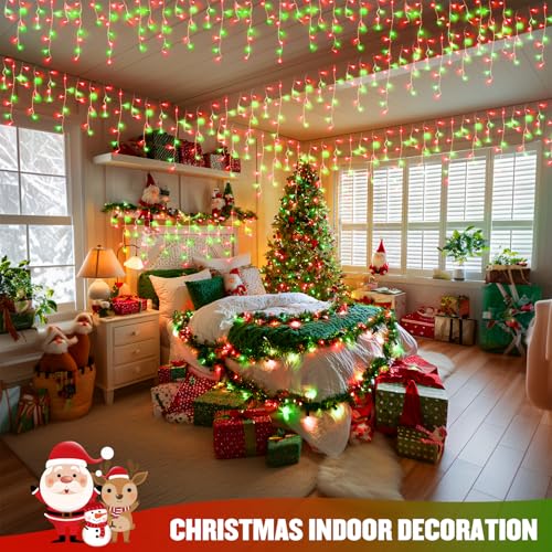400 LED 38.8ft Red and Green Christmas Icicle Lights Outdoor (38.8 Foot)