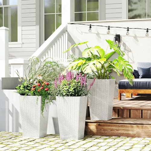 24 in Taper Tall Planters for Outdoor Plants Set of 3 (3 Count)
