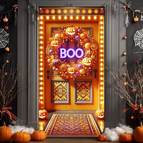 Halloween Door Banner Pumpkin Boo 35x71 Inch Polyester