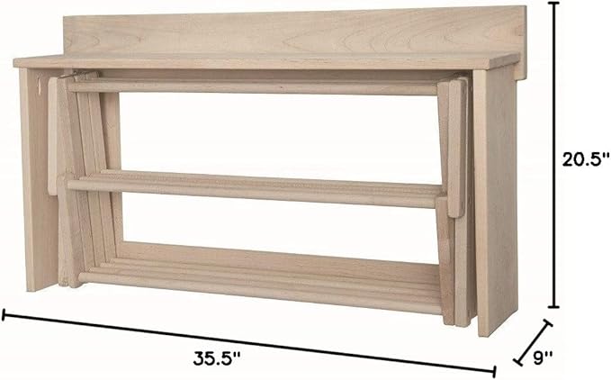 Saving Shepherd 30" Accordion Drying Rack Laundry Room Storage Maple Wood Wall Shelf
