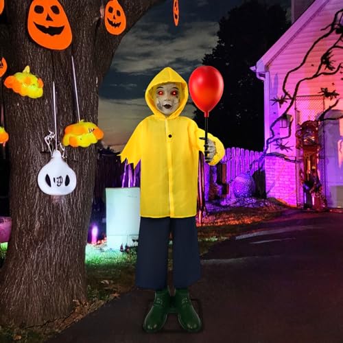 4 Ft Life Size Halloween Animatronics Prop with Sound & Touch (4 Ft Yellow)