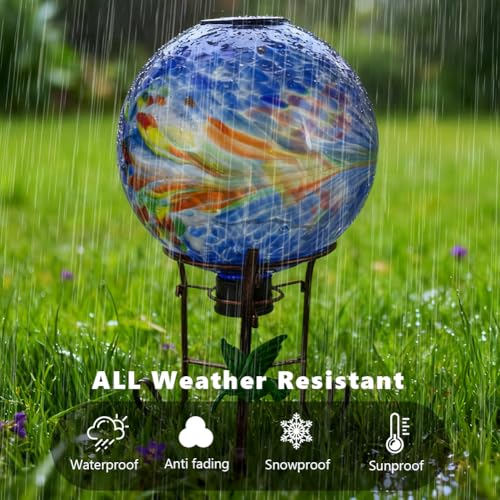 10" Diameter Solar Gazing Ball with Hummingbird Metal Stand