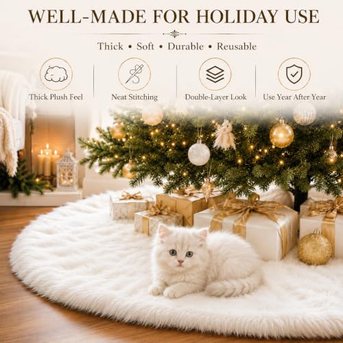 24 Inch White Faux Fur Christmas Tree Skirt