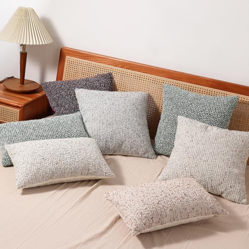 Striped Throw Pillow Covers 18x18 Set of 2 Colorful PurpleTextured Boucle Chic Morden Boho Accent Farmhouse Square Decorative Couch Pillow Covers for Home Decor Bed Sofa Living Room (2 Count)