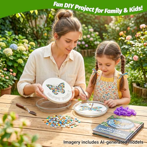 5PCS Stepping Stone Kit Includes 12in Round Cement Molds