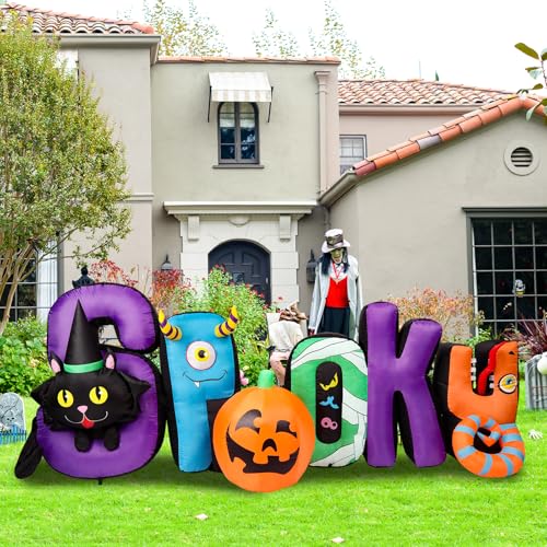 8.85 Ft Inflatable Outdoor Halloween Decor with Spooky and Black Cat (8.85FT)