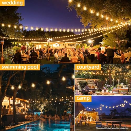 ST38 50FT LED Outdoor String Lights with 25+2 Spare Bulbs