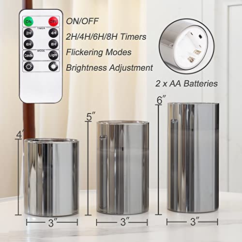 Grey Glass Flameless Candles (3 Count)