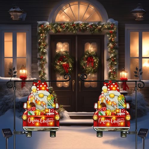 28x40 Solar Christmas Dwarf Garden Flag