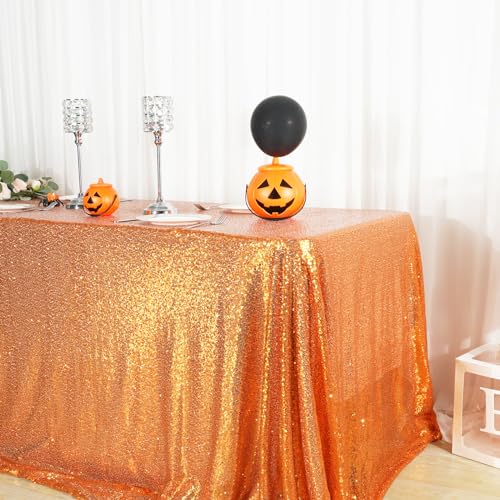 Sequin Tablecloth 60x102 Inch Orange Halloween Thanksgiving Party
