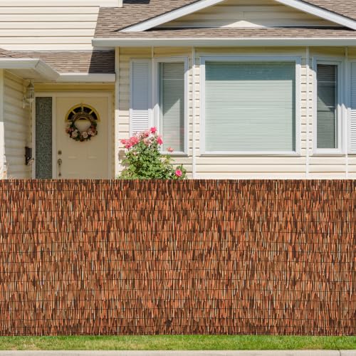 Brown 2 Pack 6FT X16.4FT Reed Fencing Roll Bamboo Privacy Screen (196.8 Sq Ft)