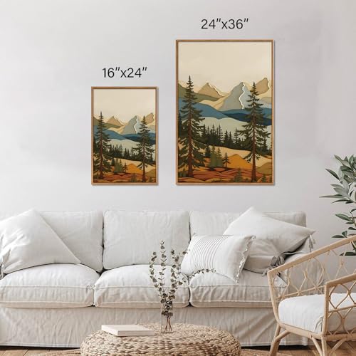 Vintage Mountains Framed Canvas Wall Art