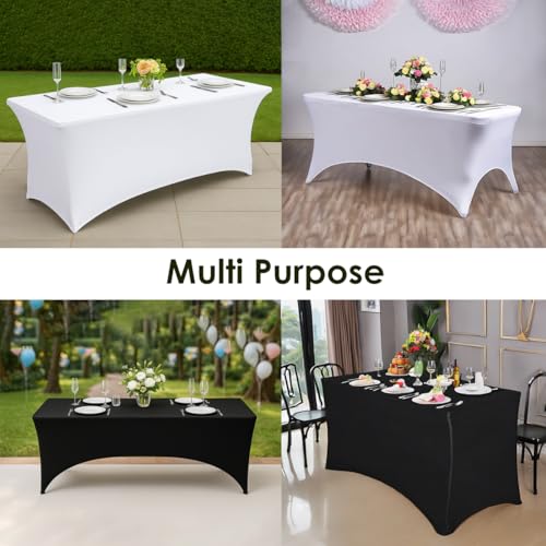 2 Pack 8ft White Spandex Tablecloth (2 Count)