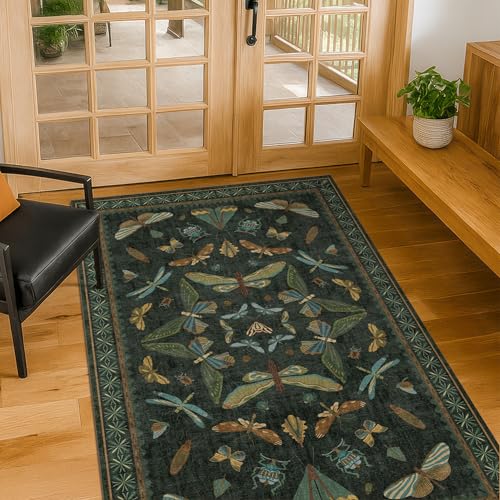 Green and Black Entryway Rug (15 Sq Ft)