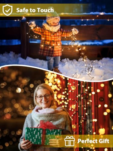 Solar String Lights Outdoor 4 Pack 800 LED 264FT Christmas Light Warm White (4 Count)