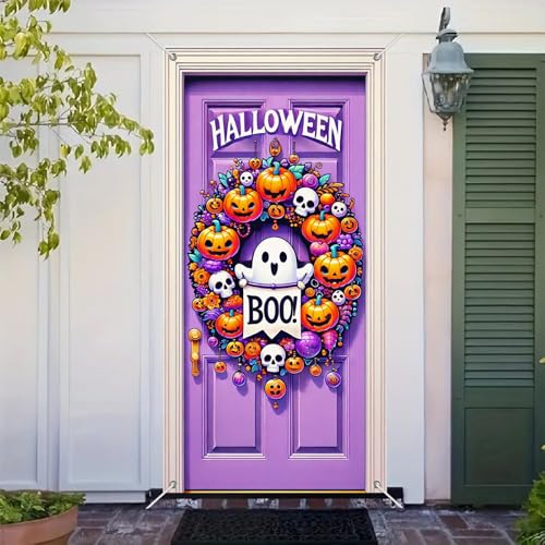 Halloween Door Cover Ghost Boo 12x47 Inch Polyester