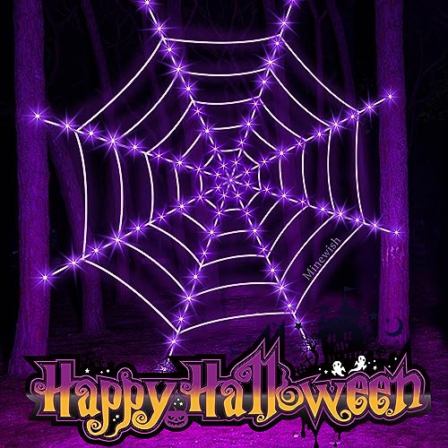 Halloween Decorations Spider Web Lights (Battery-Round Spider Web Lights)