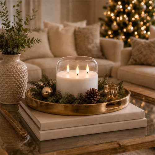 Pure White Large Glass Flameless LED Candle