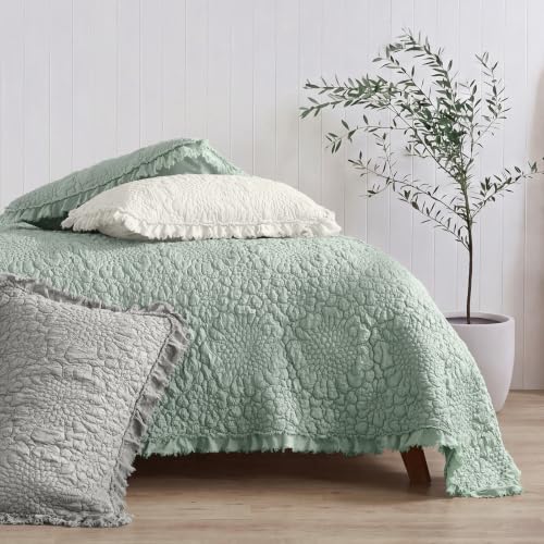 Sage Green Ruffled Quilt Queen Size