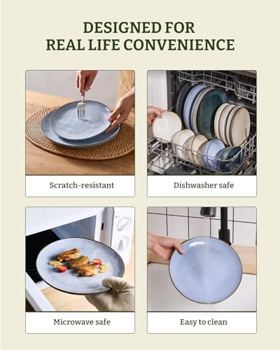 Ocean Round Stoneware Dinnerware Set for 4 (6 Count)