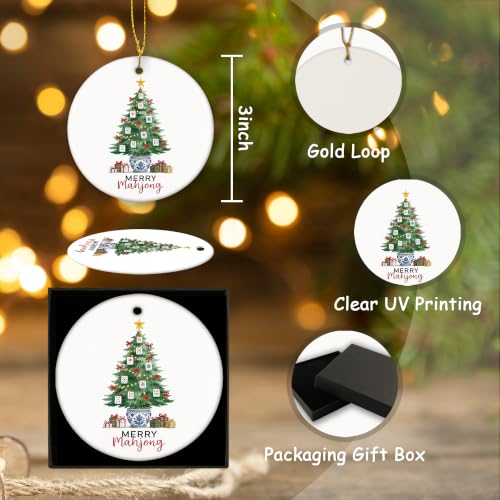 Chinoiserie Pot Mahjong Christmas Tree Ceramic Ornament Gifts