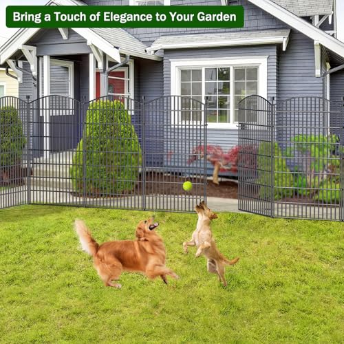10 Panel No Dig Decorative Garden Fence with Gate 48"H x 22.6'L Dog Barrier (9.8 Sq Ft)