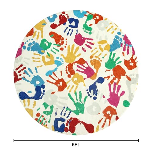Colorful Round Rug for Classroom 6 Ft