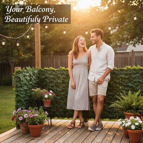 Faux Ivy Privacy Fence Screen Outdoor Expandable Artificial Greenery Roll Fake Hedge Wall Patio Green Plastic Leaf Plant Vine Grass Panels Gate Covering for Garden Yard Balcony (65 Sq Ft)