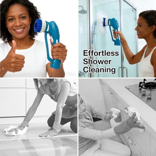 Cordless Electric Spin Scrubber with 6 Brush Heads & 2 Rechargeable Batteries