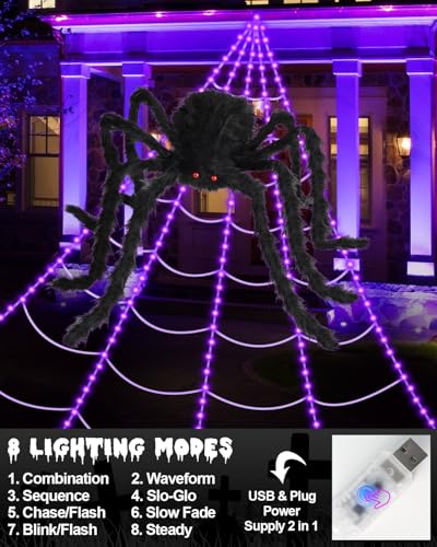 Brighter Spider Webs Halloween Decorations Lights
