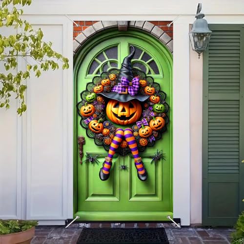 Halloween Door Cover Witch Legs 35x71 Inch Fabric