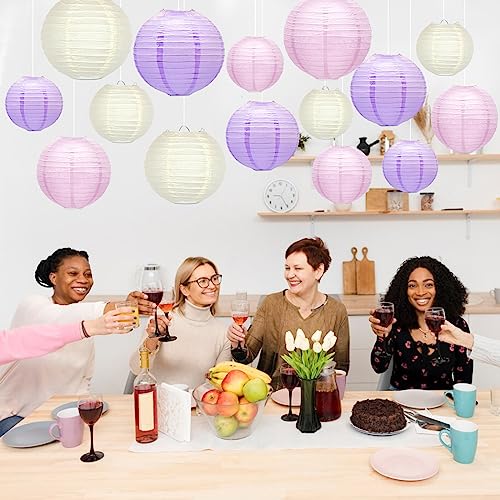 15 Pcs Pink Purple White Paper Lanterns