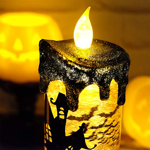 Bats Halloween Snow Globe Flameless Candle Battery Operated