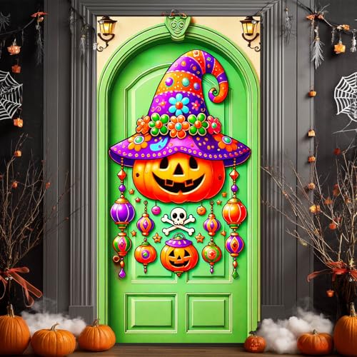 Halloween Door Banner Jack Lantern 35x71 Inch Polyester
