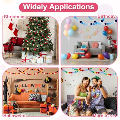 13Ft Pom Pom Garland Decorations