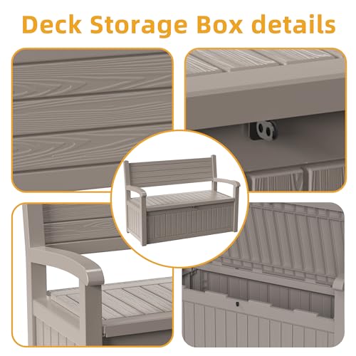 80 Gallon Outdoor Storage Bench Lockable Deck Box Outdoor Storage Box Waterproof for Patio