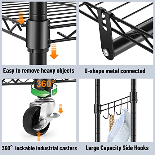 Rolling Garment Rack with Double Rod