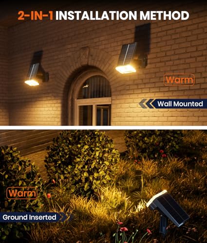 2 Pack Solar Lights Outdoor Waterproof IP67 (2 Count)