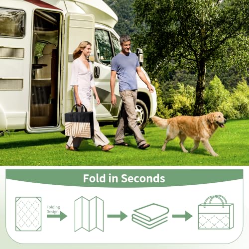 Outdoor Rug Waterproof Plastic Rugs 10'x14' for Camping Brown Beige