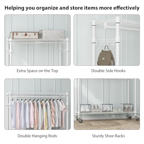 3 Tier Heavy Duty Garment Rack with Wheels