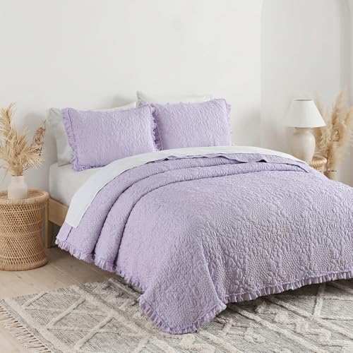 Lavender Ruffled Quilt King Size
